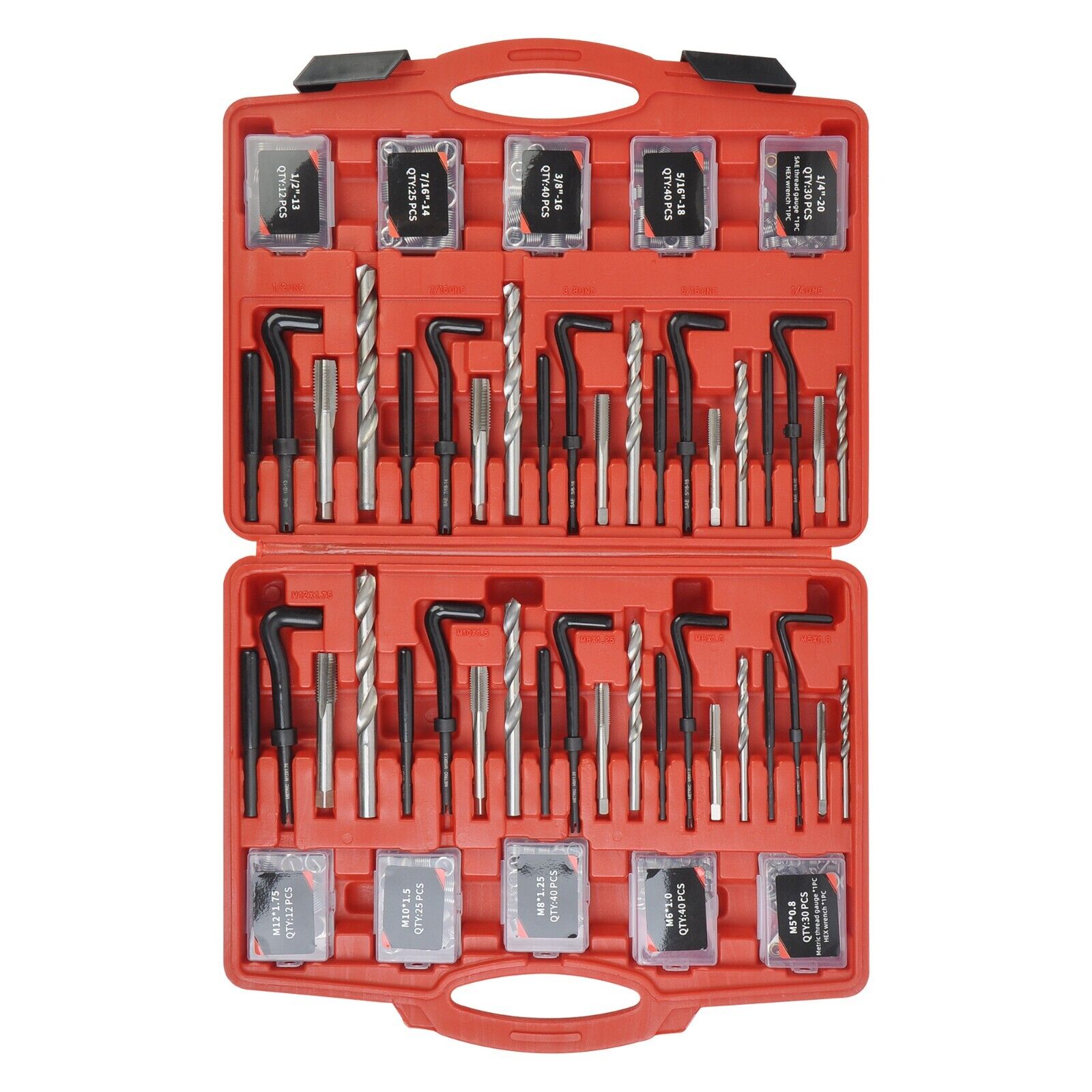 Automotive Engine Thread Repair Tool Kit SAE and Metric Size with Thread Gauge