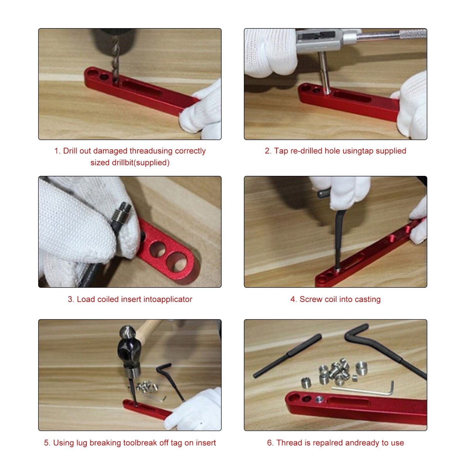 Automotive Engine Thread Repair Tool Kit SAE and Metric Size with Thread Gauge - Image 2