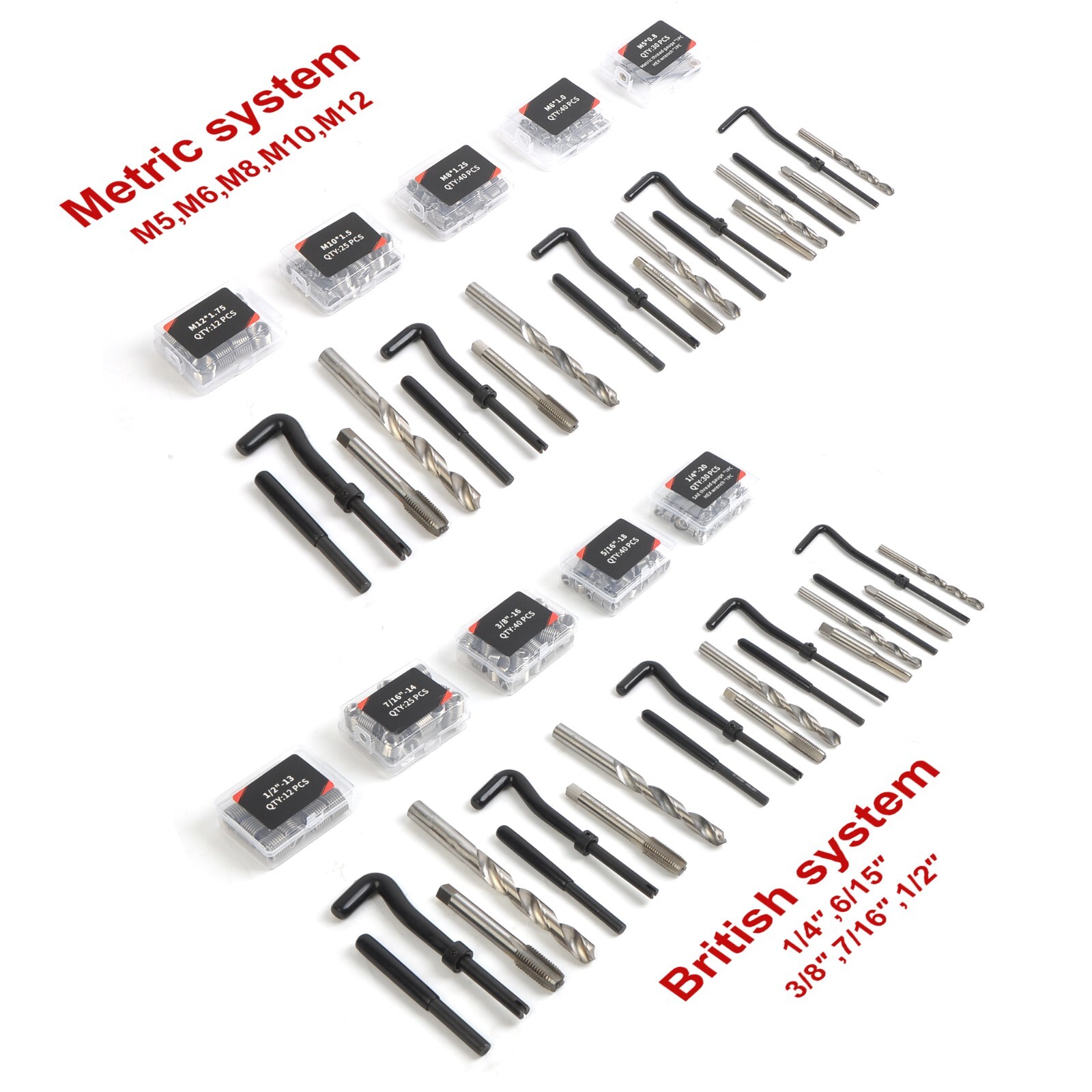 Automotive Engine Thread Repair Tool Kit SAE and Metric Size with Thread Gauge - Image 4