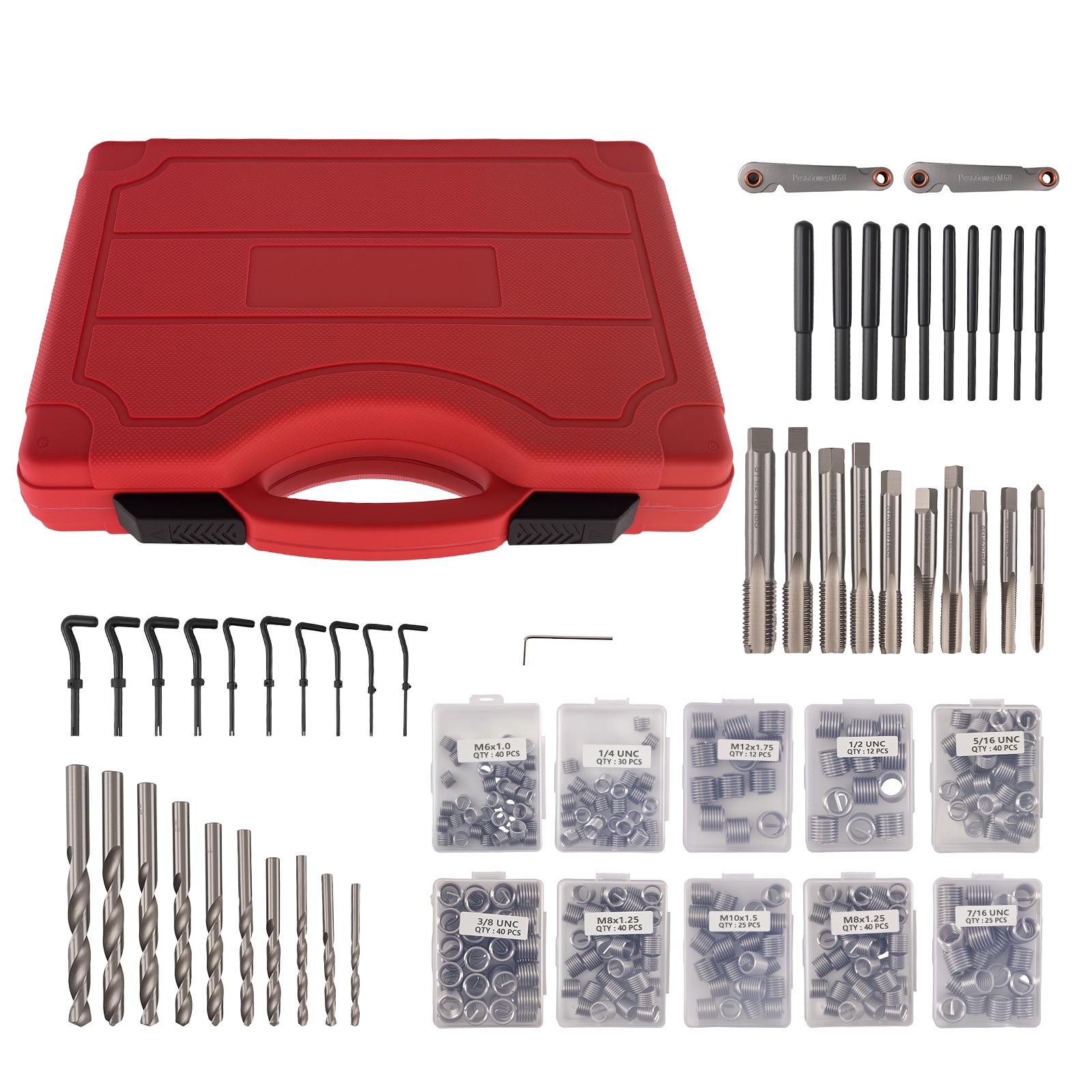 338Pc Automotive Engine Thread Repair Kit SAE Metric Strip Tool Set
