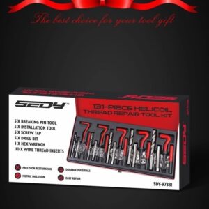 131-Piece Thread Repair Kit, Automotive Engine Spark Plug Cylinder Insertion
