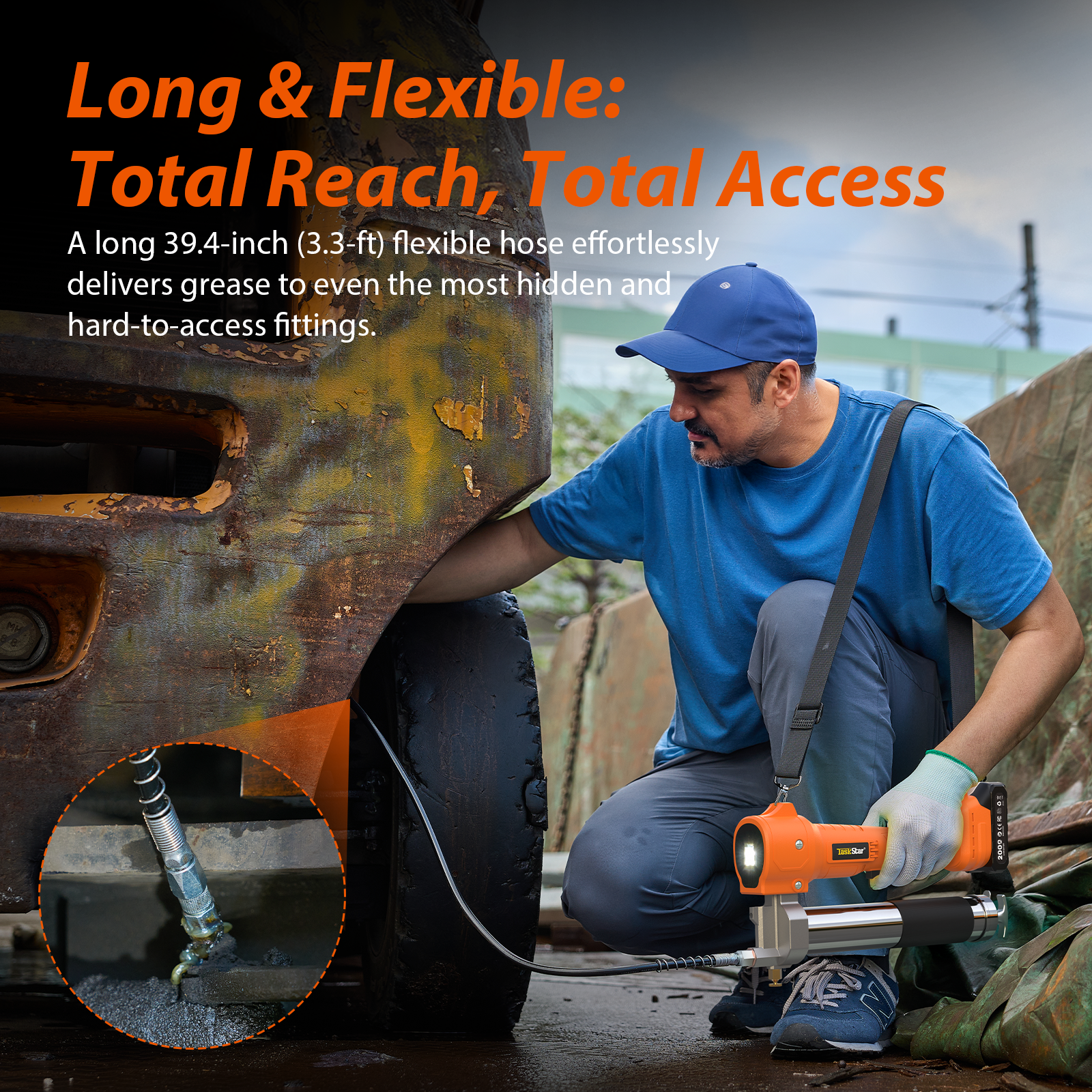 TaskStar Cordless Electric Grease Gun 1m Hose 10000 PSI Highpressure Grease Gun - Image 5