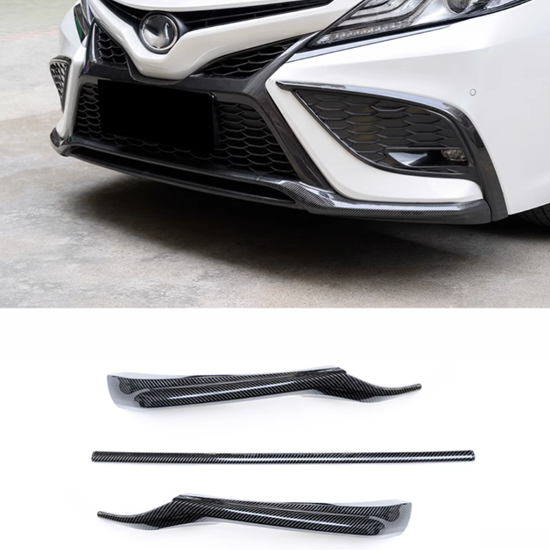 Carbon LOOK For 21-24 Toyota Camry SE/XSE Front Bumper Lip Cover Molding Trims