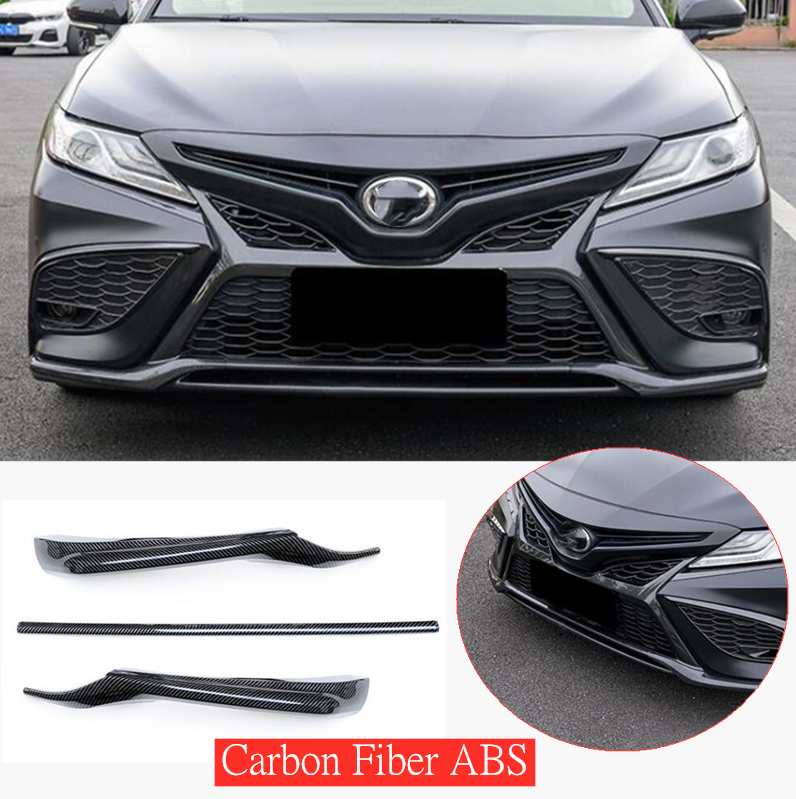 Carbon LOOK For 21-24 Toyota Camry SE/XSE Front Bumper Lip Cover Molding Trims - Image 4