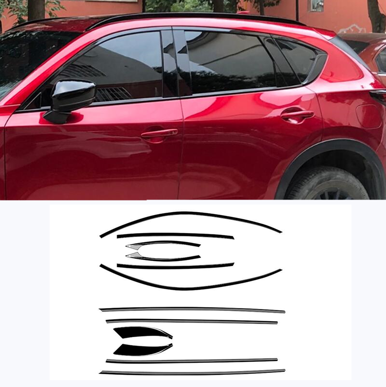 Black Stainless For Mazda CX-5 CX5 2017-2024 Car Window Strip Cover Trim 12PS - Image 4