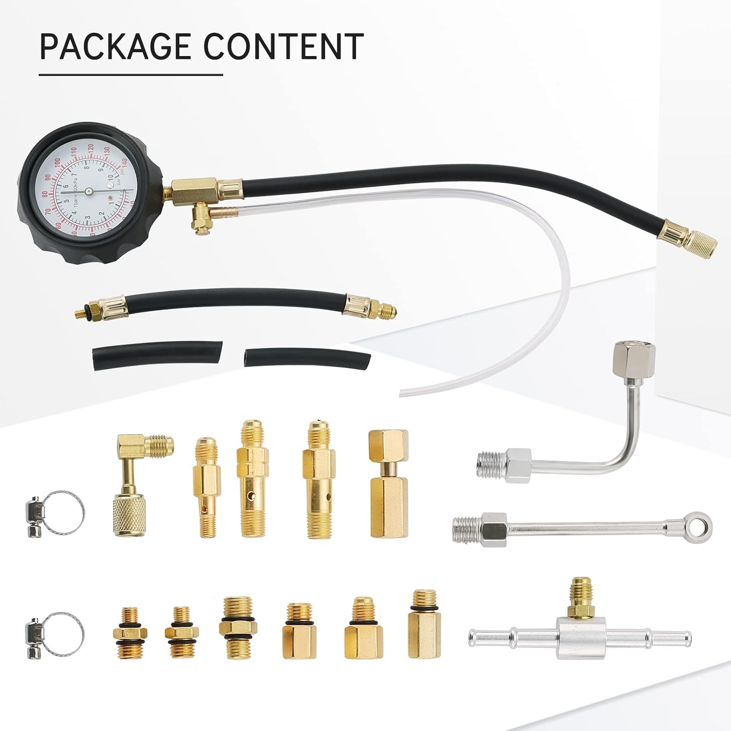 Fuel Injector Pump Pressure Gauge Tester Kit | Automotive Gas Gasoline Fuel... - Image 3