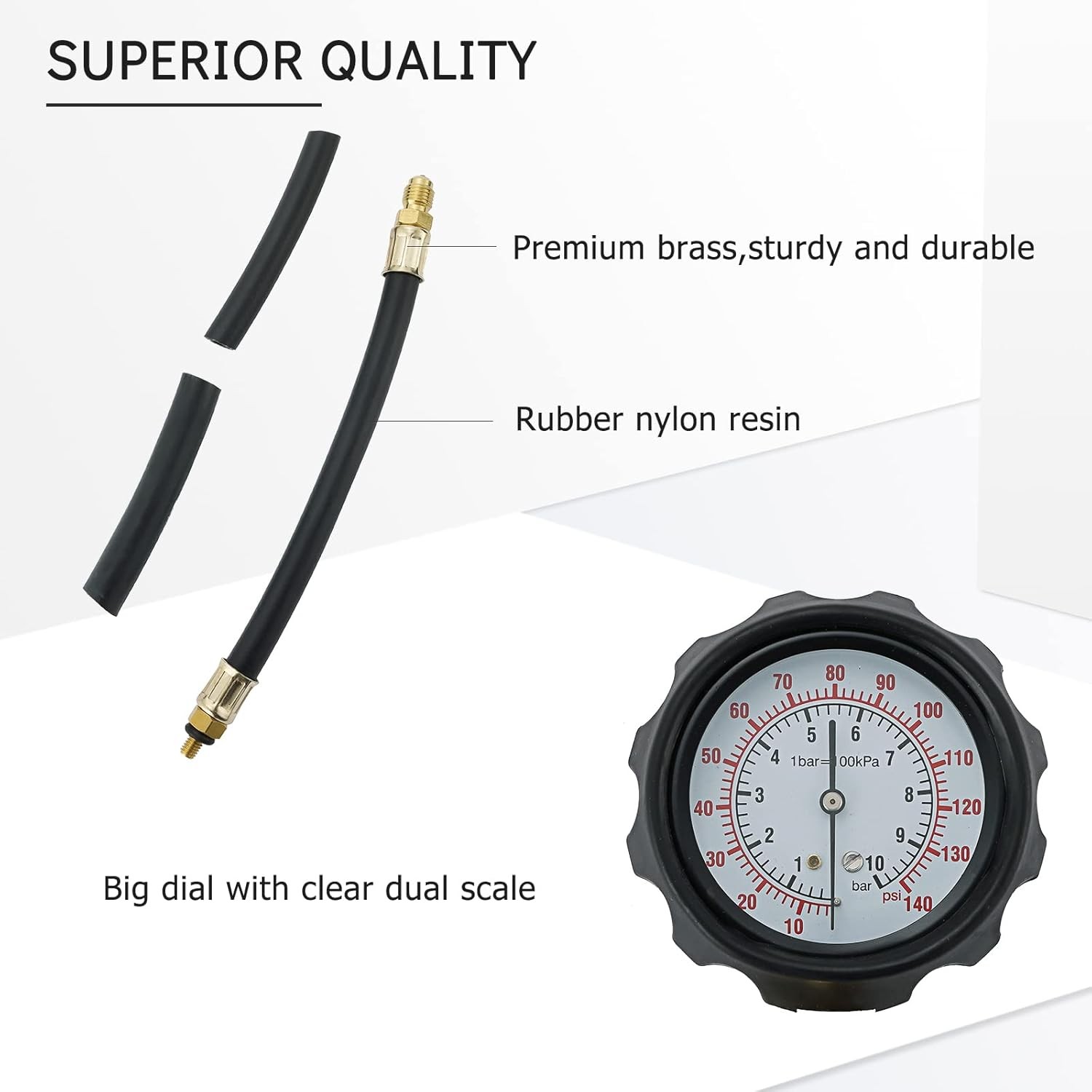 Fuel Injector Pump Pressure Gauge Tester Kit | Automotive Gas Gasoline Fuel... - Image 5