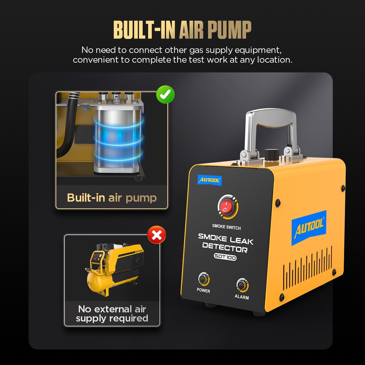 AUTOOL EVAP Smoke Mahcine Automotive Fuel Pipe Leak Detector Vacuum Smoke Tester - Image 4