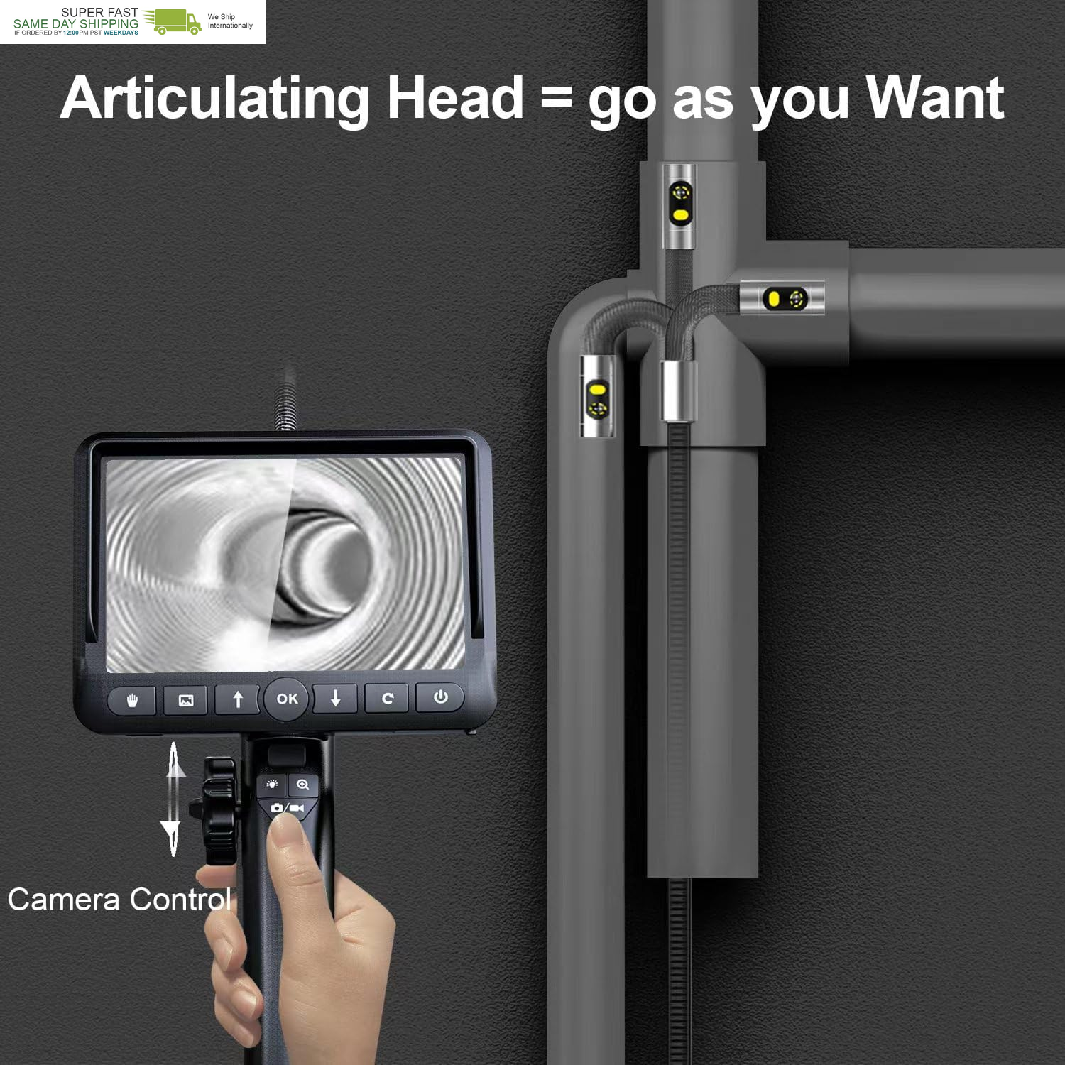 1080P Inspection Camera with Light for Automotive Home Mechanics-5Ft - Image 2