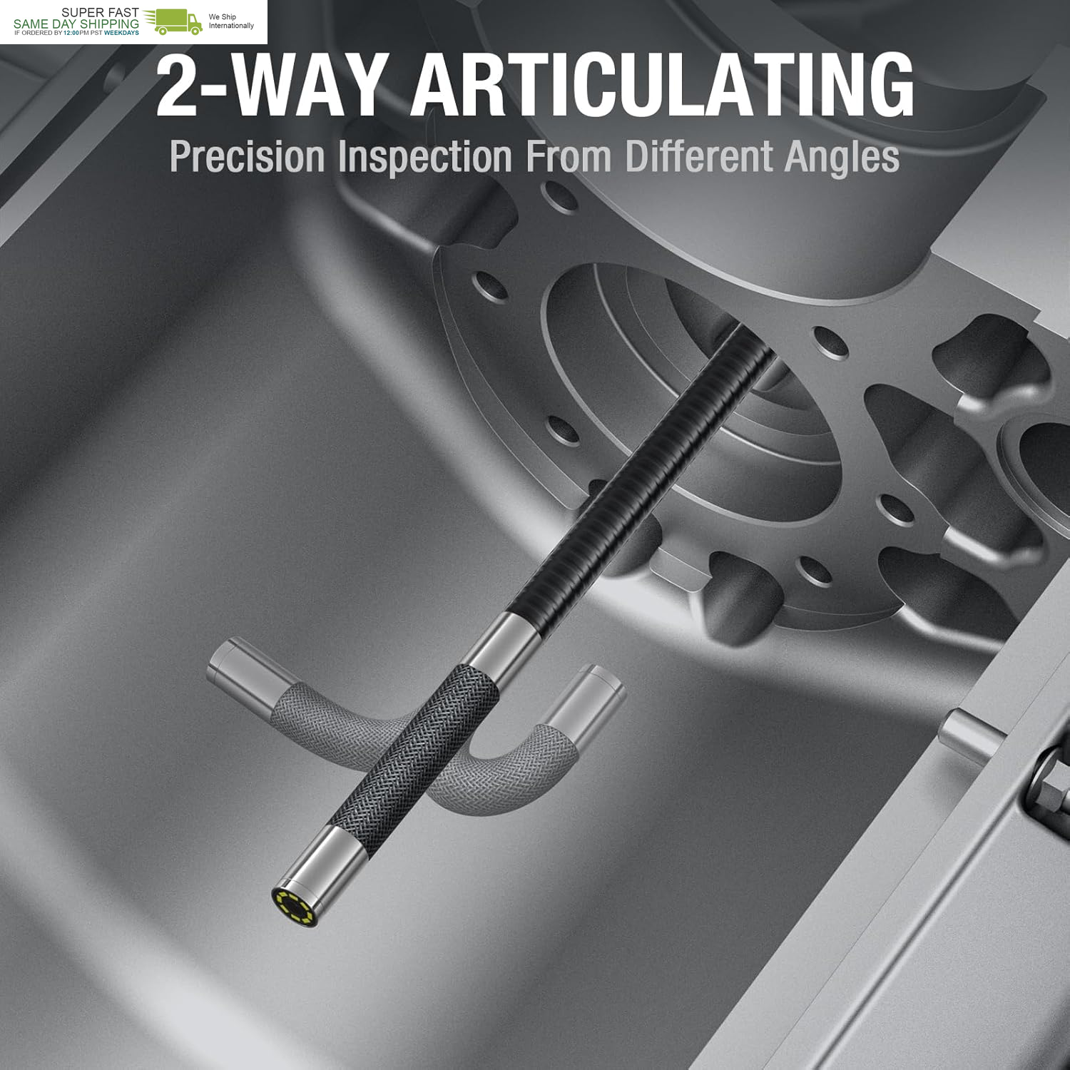 5-Inch IPS Endoscope Inspection Camera with Articulation Head, Automotive Mecha - Image 2