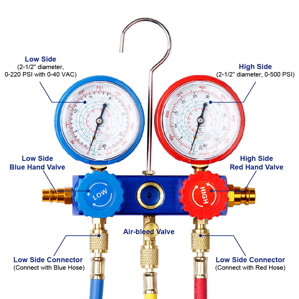 Heavy Duty Automotive AC A/C Manifold Gauge Refrigeration Kit Auto Service Kit - Image 3