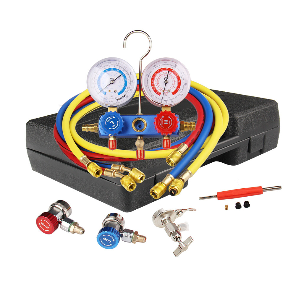 Heavy Duty Automotive AC A/C Manifold Gauge Refrigeration Kit Auto Service Kit - Image 4