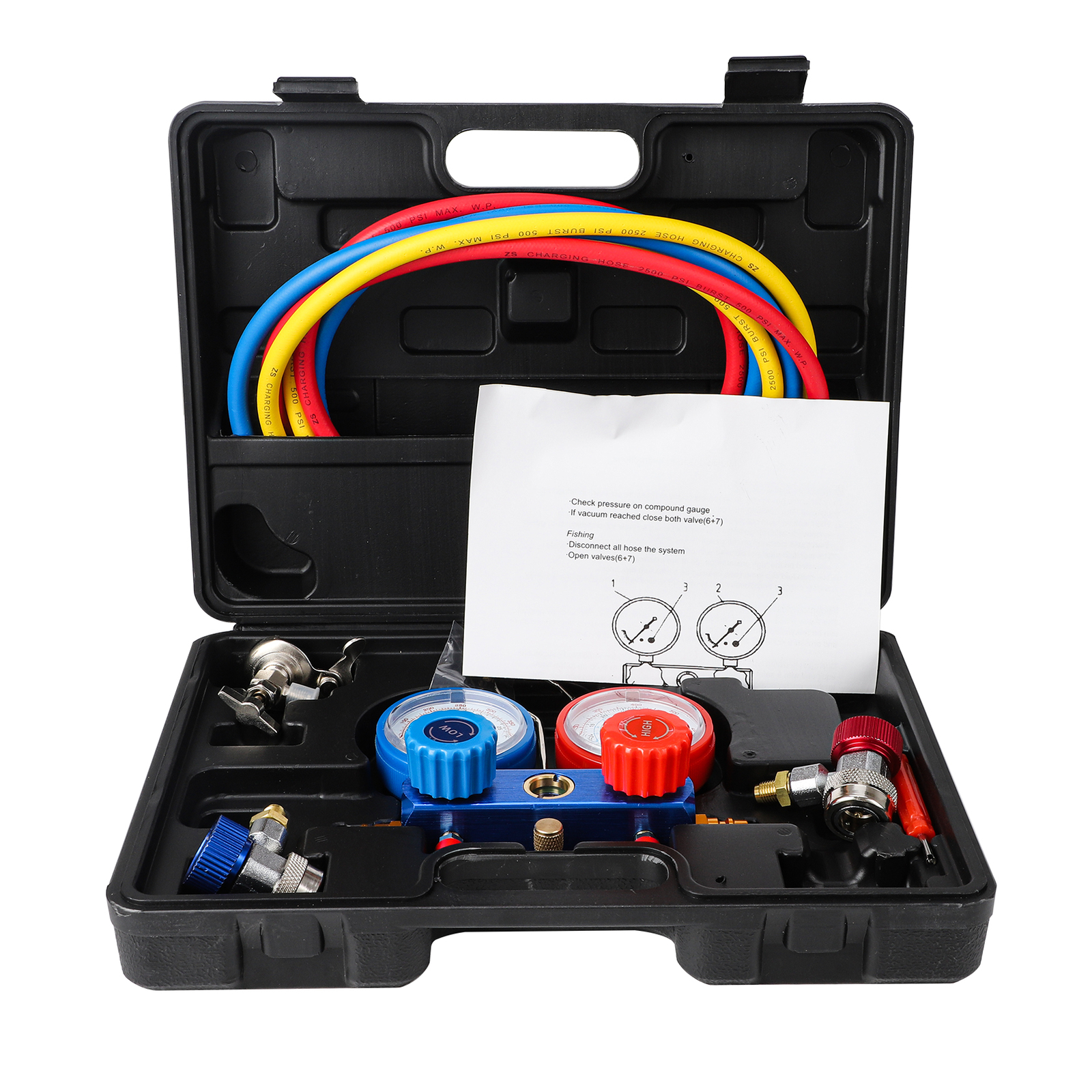 Heavy Duty Automotive AC A/C Manifold Gauge Refrigeration Kit Auto Service Kit - Image 5