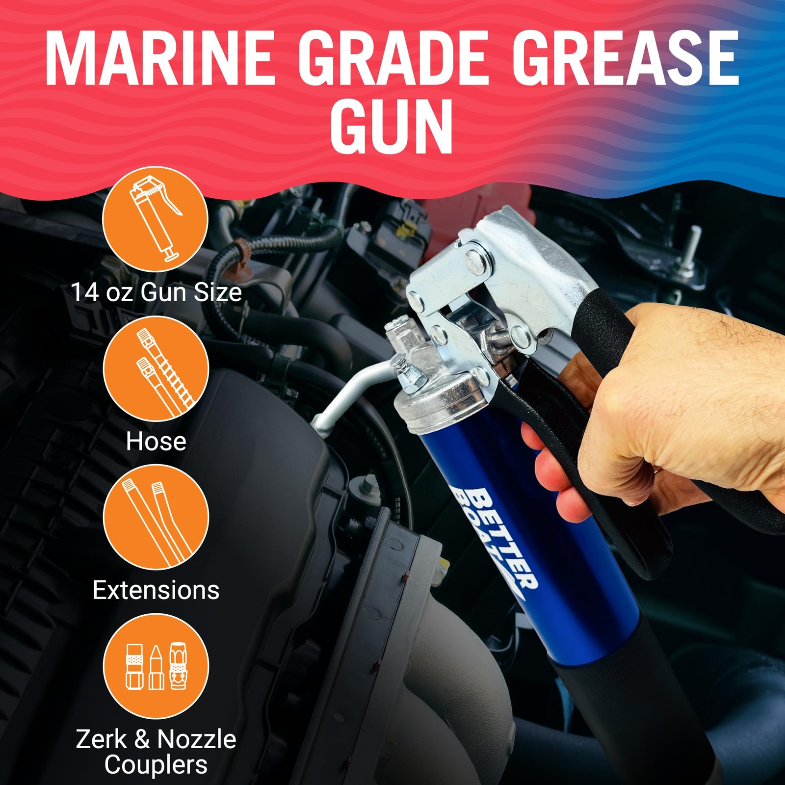 Manual Grease Gun Kit Marine Grease Wheel Bearing Automotive Grease Guns 14 oz - Image 2