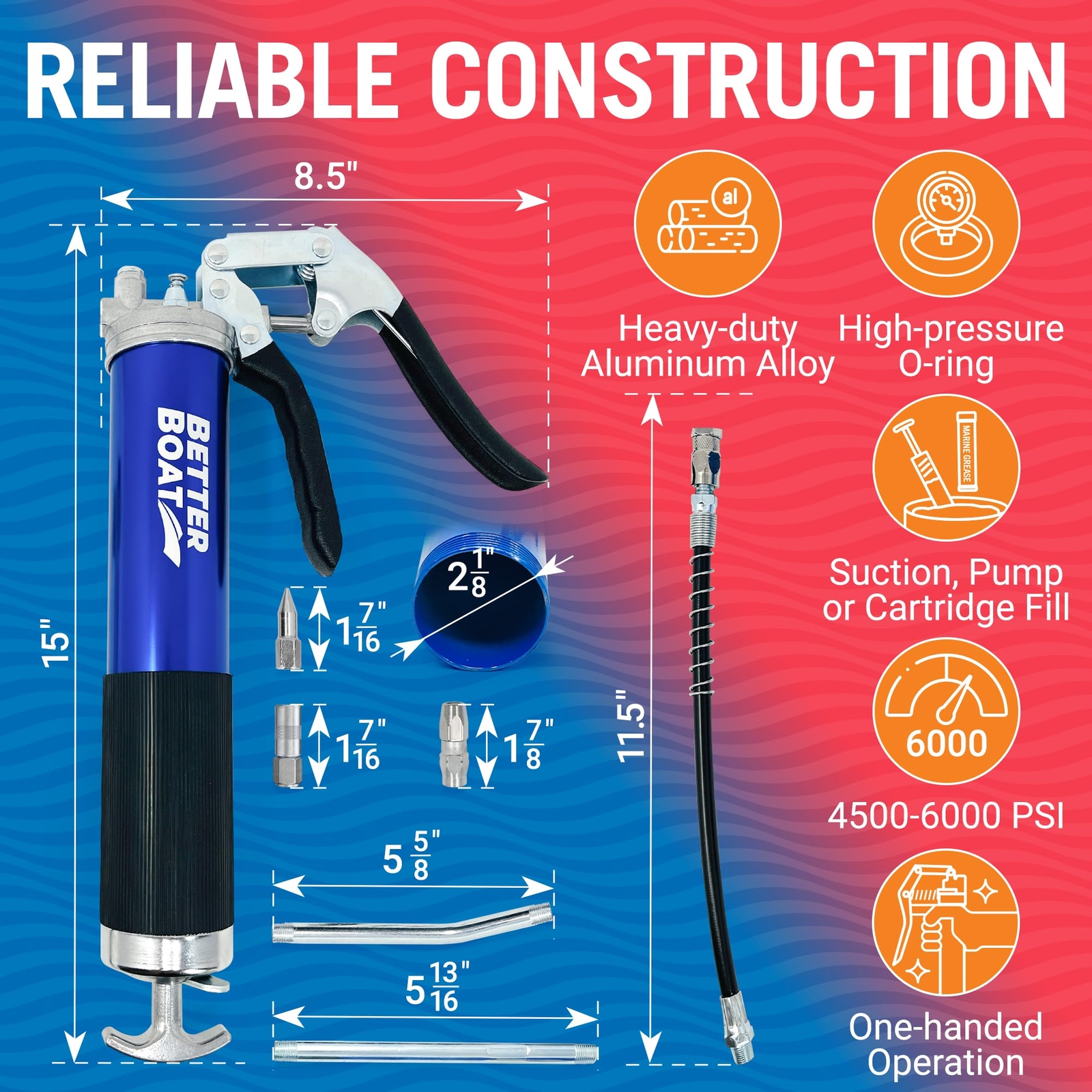 Manual Grease Gun Kit Marine Grease Wheel Bearing Automotive Grease Guns 14 oz - Image 3