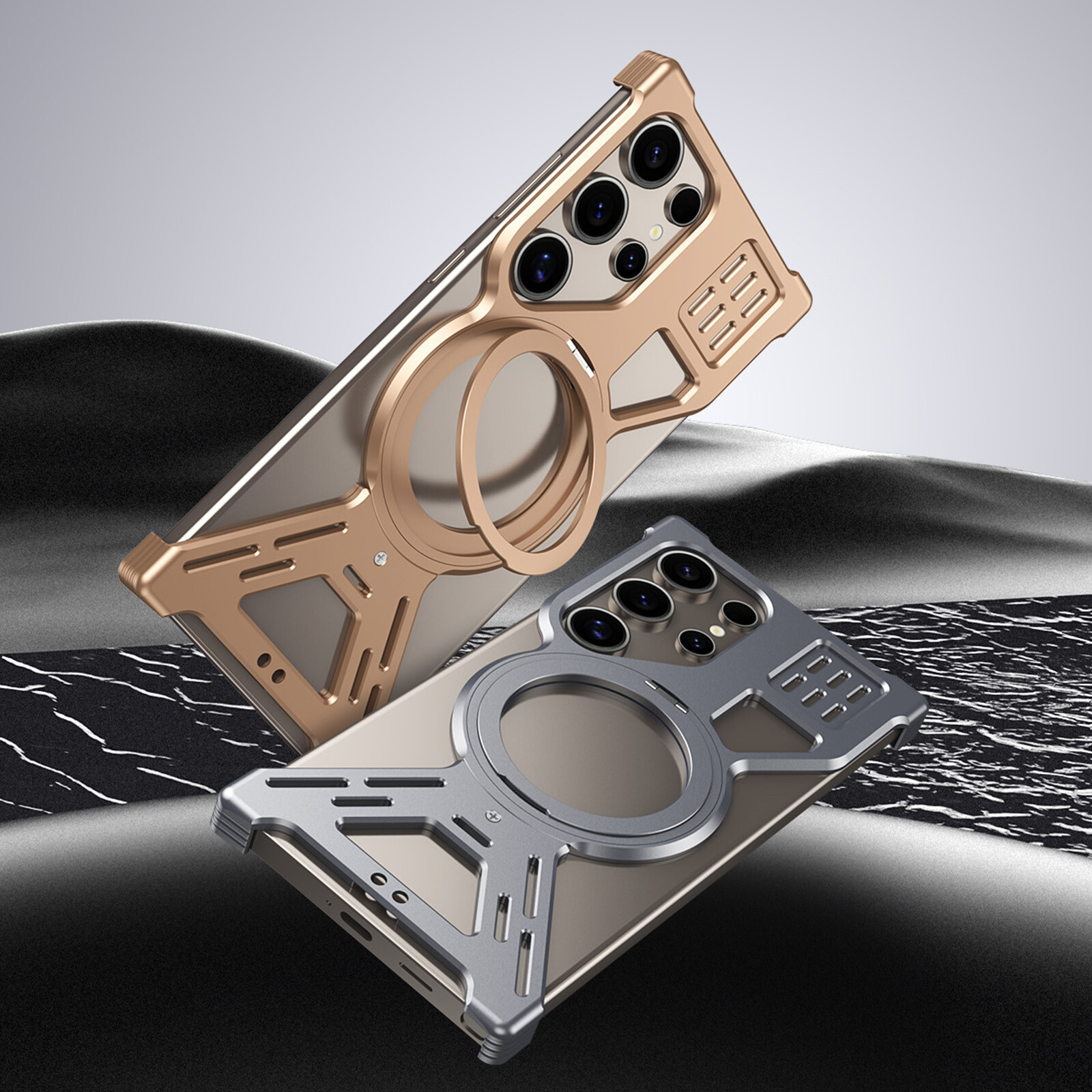 Alloy Frameless Mag Safe Stand Rugged Case For Samsung Galaxy S25 S24 S23 Ultra - Image 4