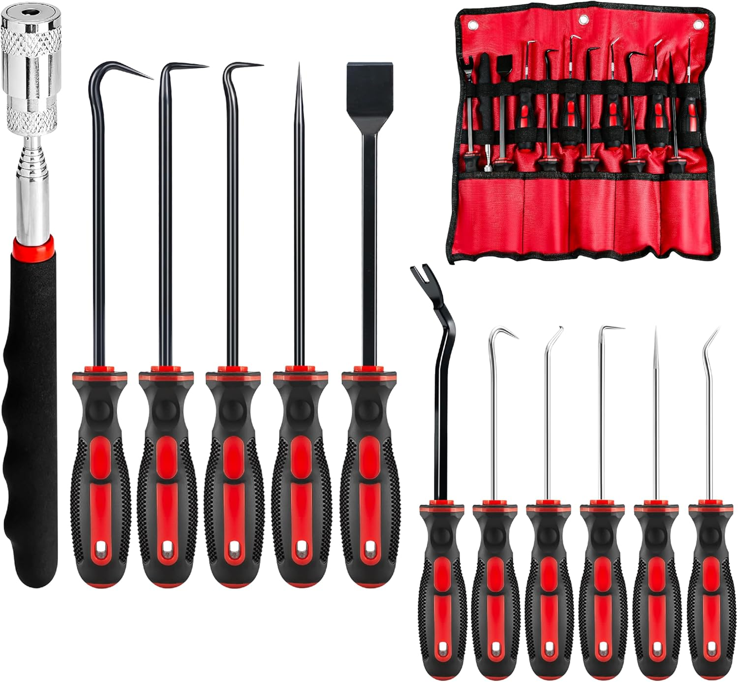 12PCS Hook Pick Tool Set Scraper Magnetic Telescoping Kit Electronics Automotive