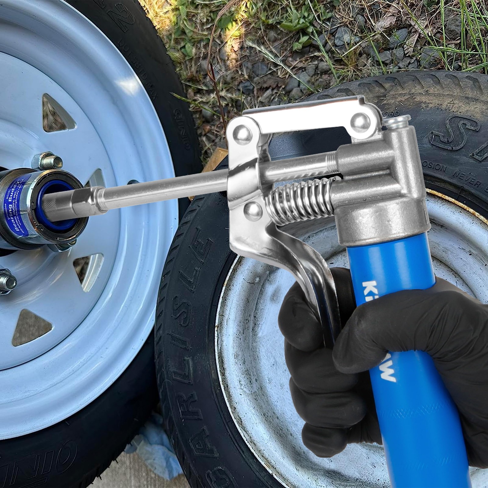 Mini Grease Gun 3000PSI 12 Flex Hose Reinforced Coupler Automotive Marine - Image 5