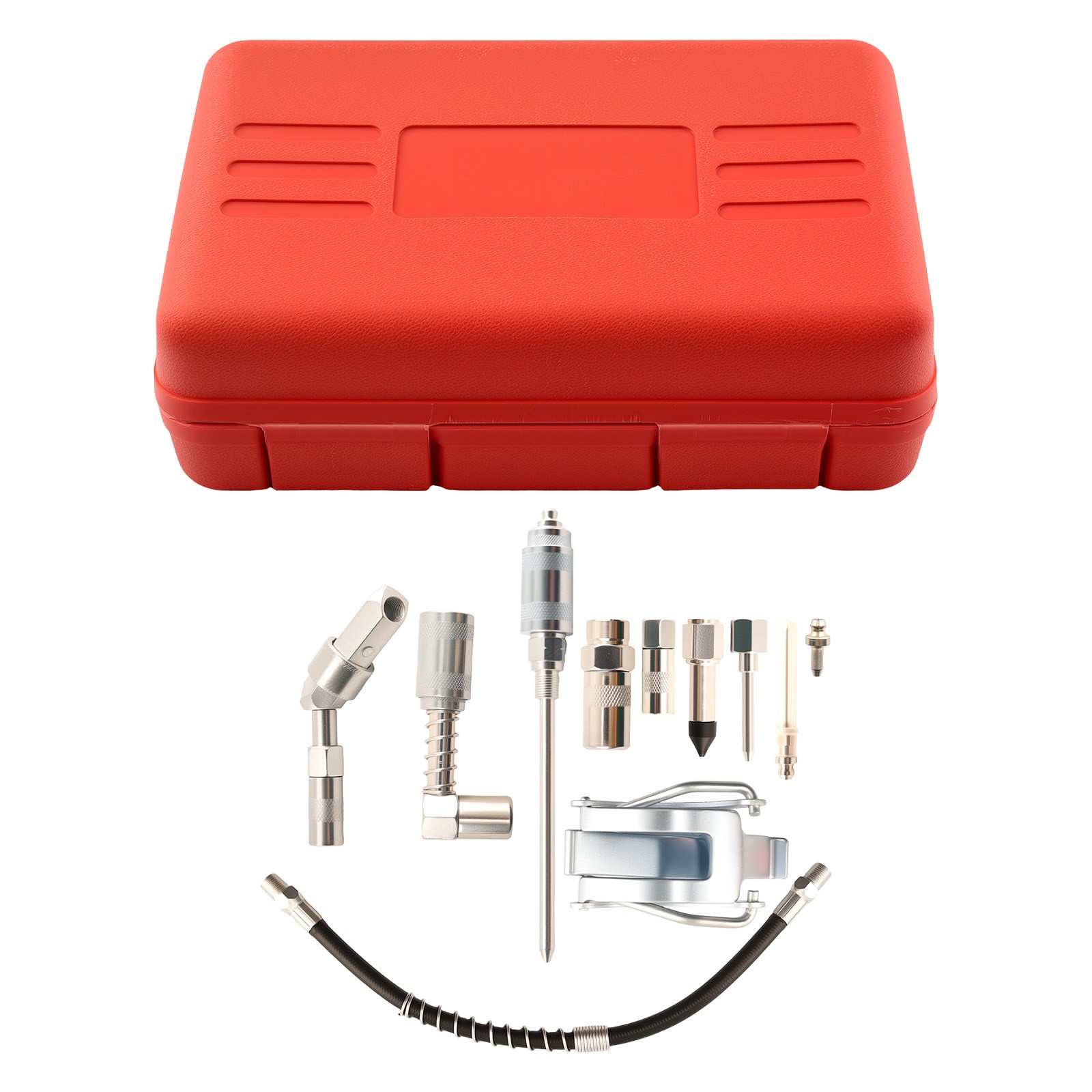 Automotive Grease Gun Kit 3000PSI with Spring Hose and Multiple Fittings