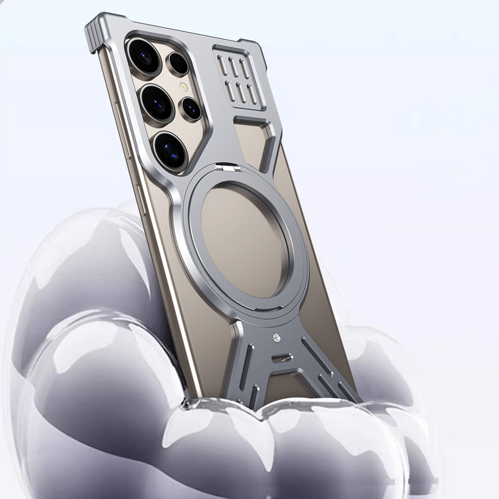 Alloy Frameless Mag Safe Stand Rugged Case For Samsung Galaxy S25 S24 S23 Ultra - Image 5