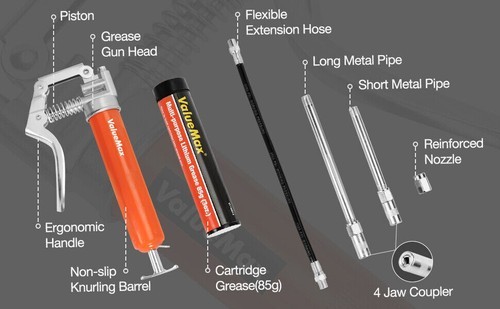 ValueMax Mini Pistol Grip Grease Gun Kit 3000 PSI Fit for Automotive Marine USA - Image 3