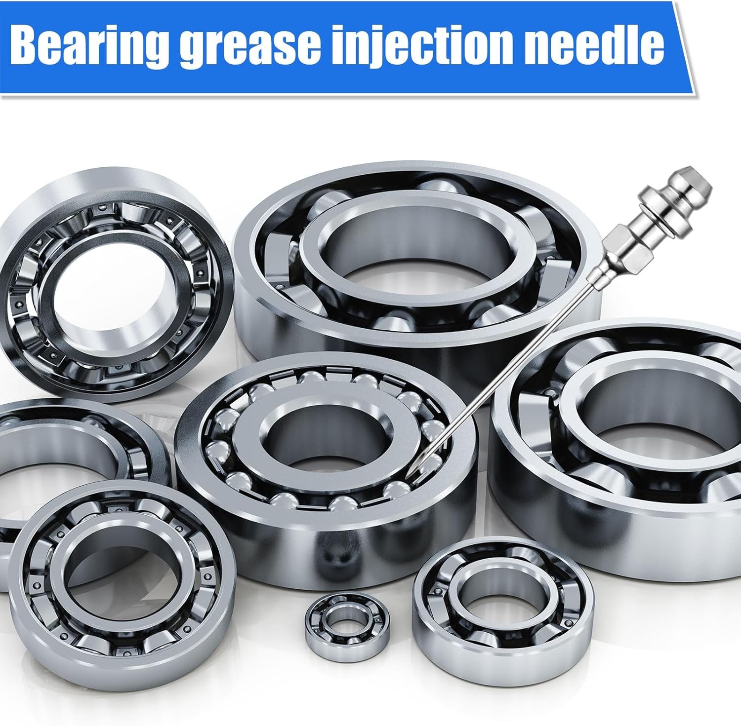 7Pcs Grease Gun Accessory Kit Needle Tips Elbow Adapter Dispenser Rubber Nozzle - Image 5