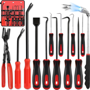 13 Pcs Precision Pick & Hook Set with Scraper Clip Pliers Fastener Remover & Mag