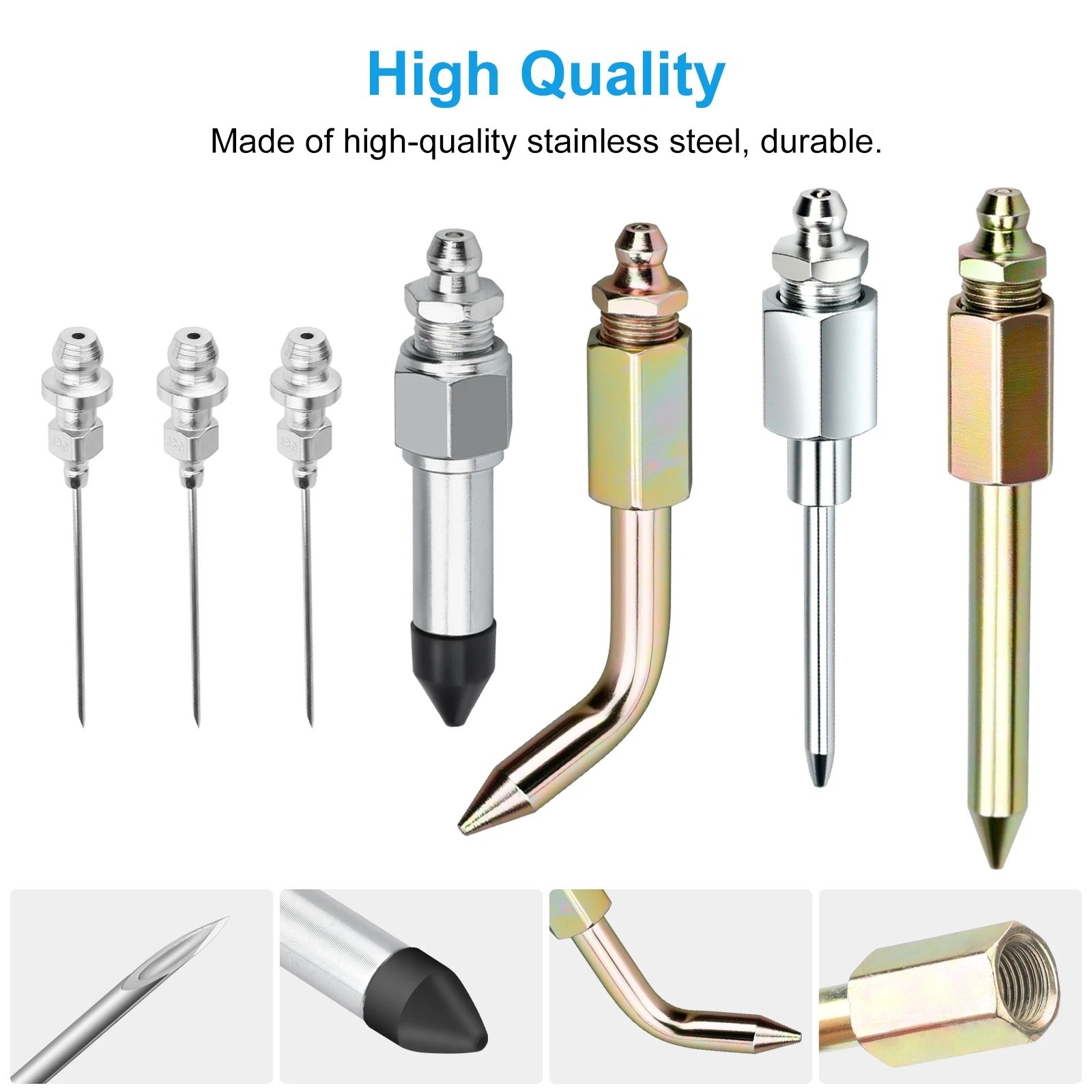 7pcs Grease Gun Accessory Kit Needle Tips Elbow Adapter Dispenser Rubber Nozzle - Image 2