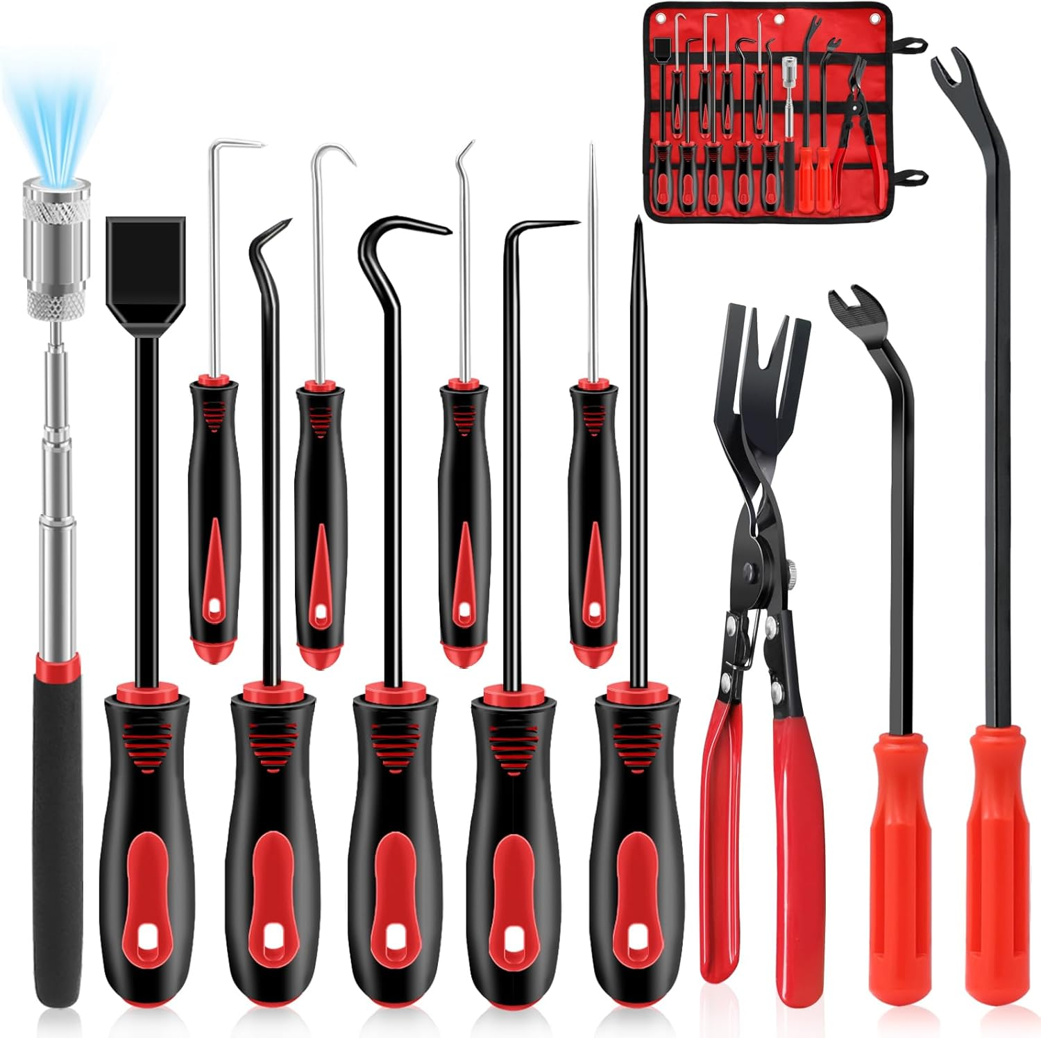 13 Pcs Precision Hook and Pick Tool Set with Clip Removal Plier Rivets Puller
