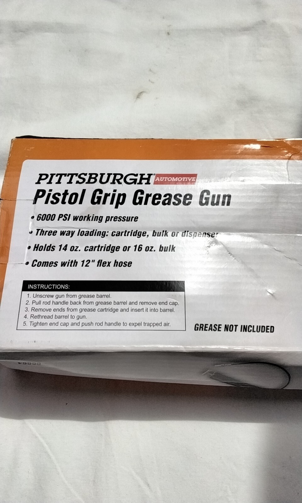 Pittsburgh Pistol Grip Grease Gun 6000 PSI work pressure 12" Flex hose Auto - Image 5