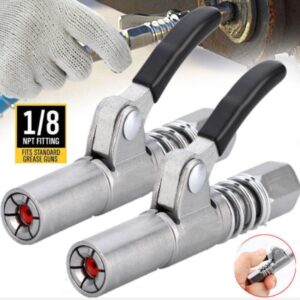 2Packs Grease Gun Coupler High-Pressure Quick Release Lock Oil Injection Nozzles