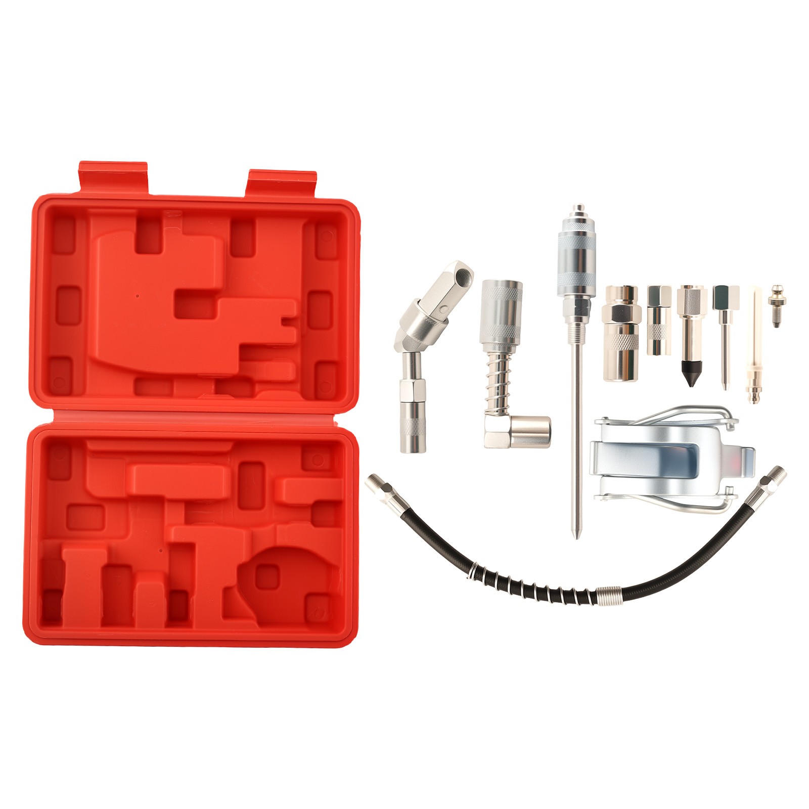 11PC Automotive Grease Gun Set 3000PSI with Spring Hose and Storage Case