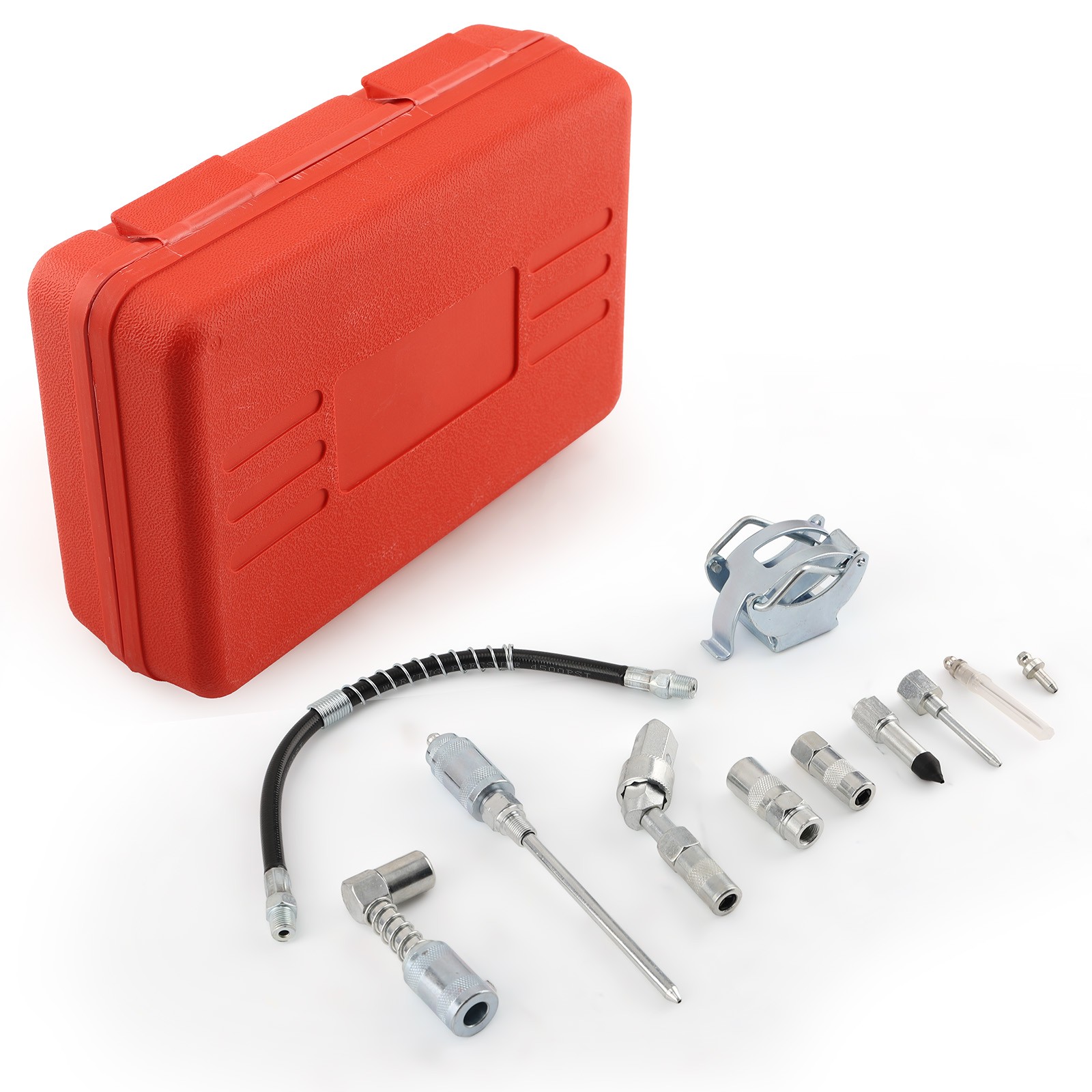 11PC Automotive Grease Gun Set 3000PSI with Spring Hose and Storage Case - Image 4