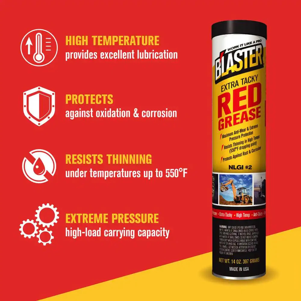 Blaster Extra Tacky Red Grease Cartridge 14 Oz. Automotive Lubricant - Image 2