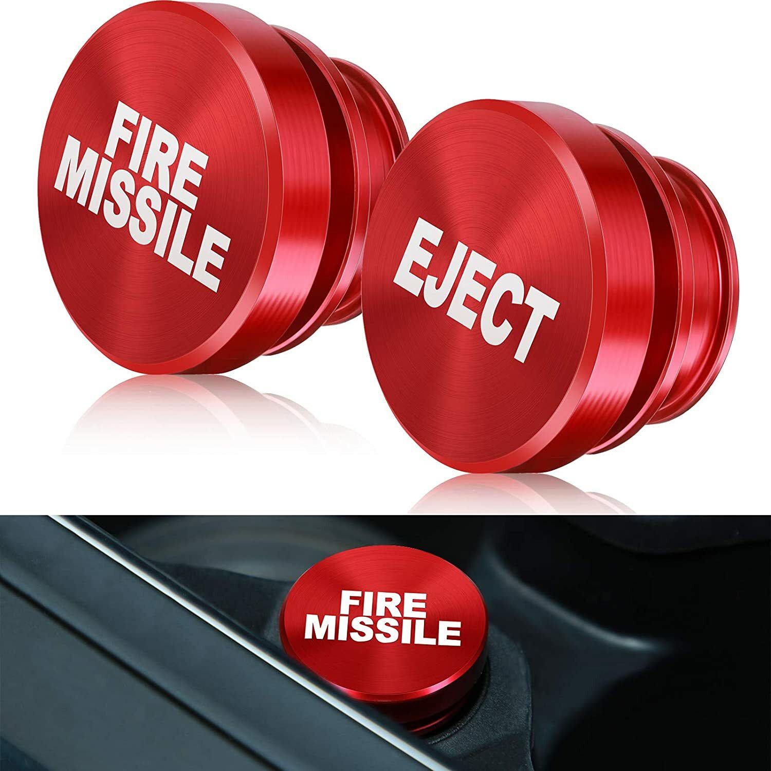 RED Universal Fire Missile + Eject Button Cigarette Lighter Plug Dustproof Cover