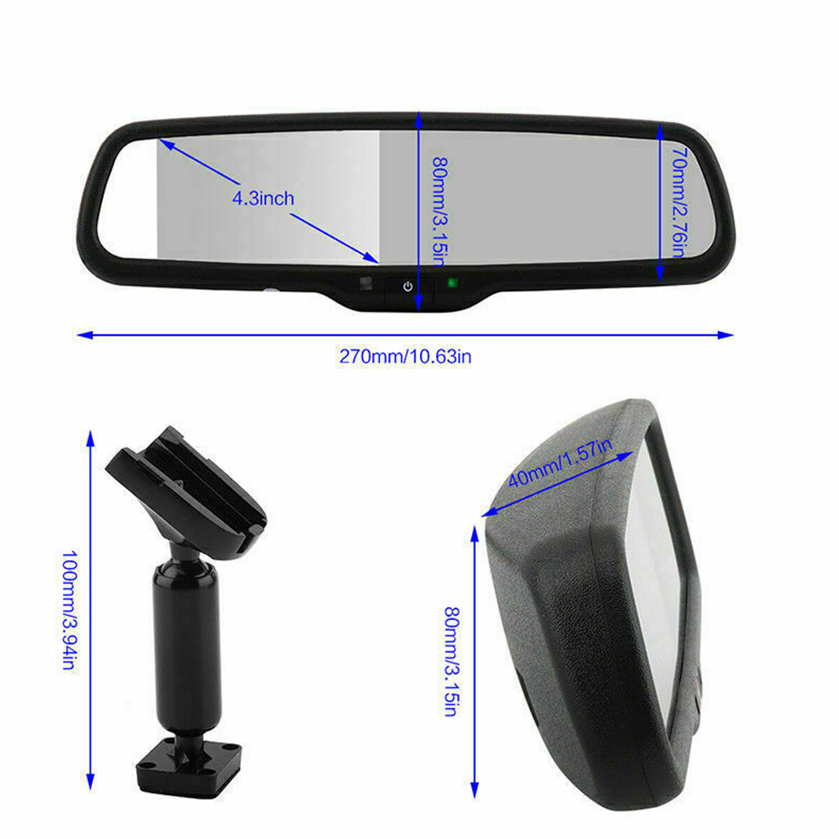 4.3" Car Rear View Mirror Monitor Backup Camera Parking Reverse OEM No1 Bracket - Image 2
