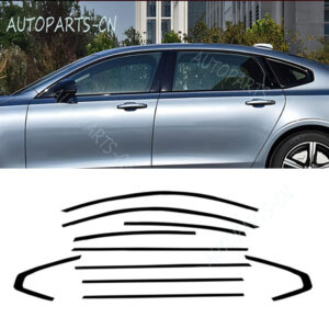 For Volvo S90 2017-2024 Black Stainless Steel Window Molding Strip Cover Trim