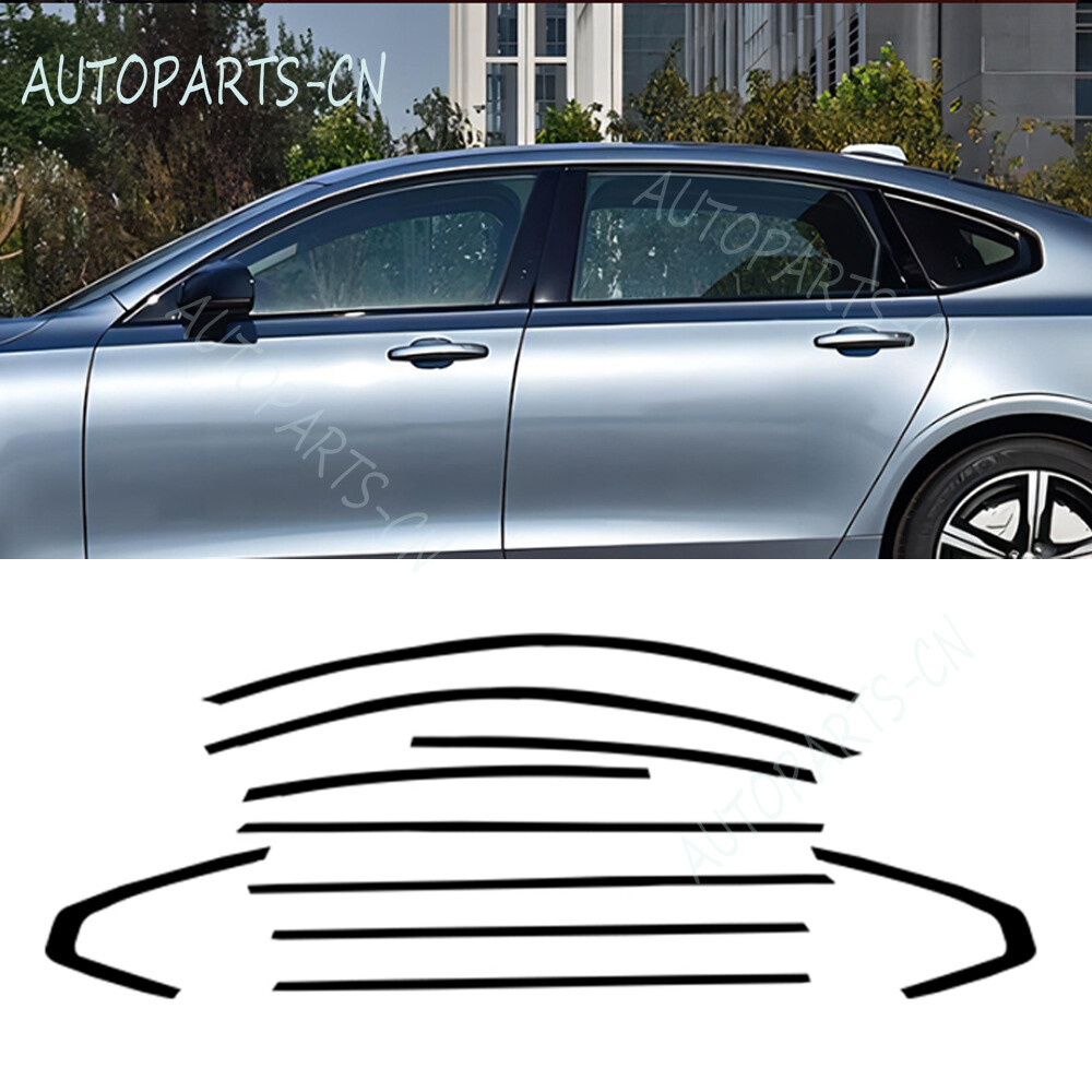 For Volvo S90 2017-2024 Black Stainless Steel Window Molding Strip Cover Trim