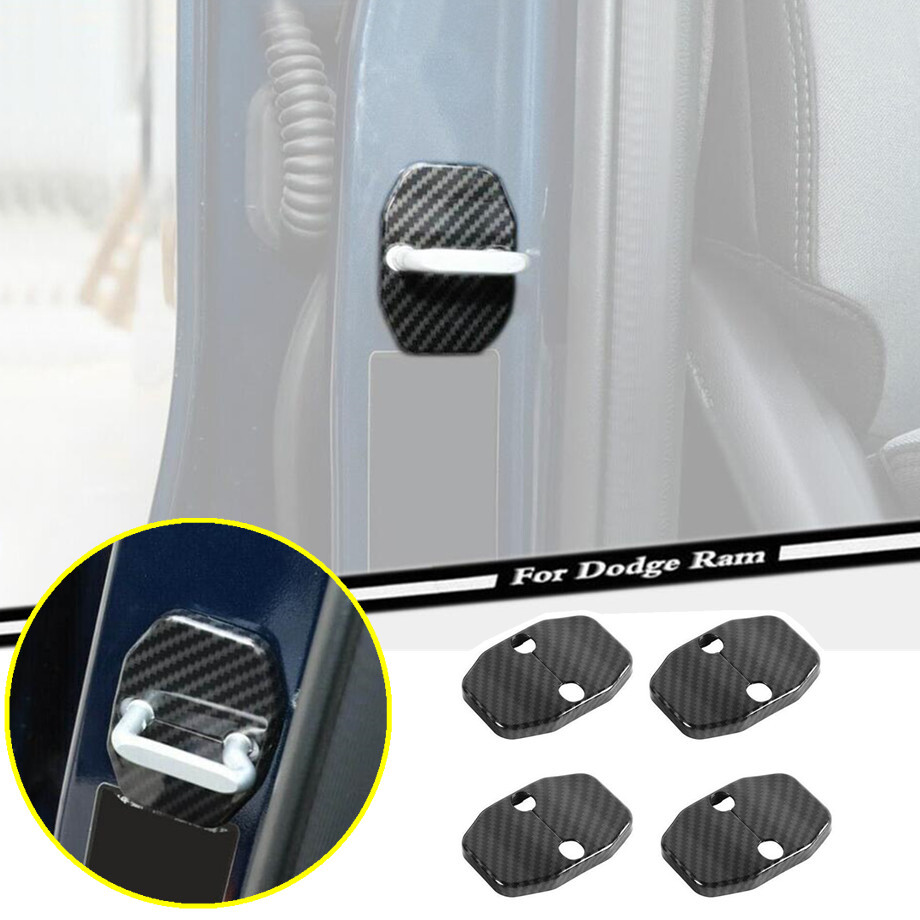 4P Door Lock Cover Protect Trim For Dodge RAM 1500 2010-2024 Accessories Carbon