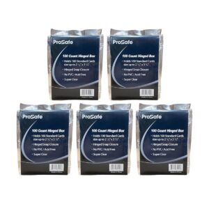 5 Pro-Safe 100 COUNT CARD STORAGE PLASTIC HINGED BOX CASES - BRAND NEW