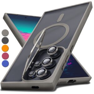 Camera Stand Mag Safe Case for Samsung S25 S24 S23 Plus Ultra + Lens Protector