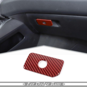 For Ram 3500/2500 19-2024 Red Carbon Copilot Storage Glove Box Handle Cover Trim