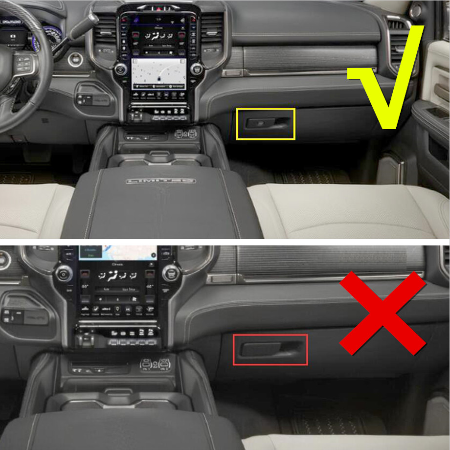 For Ram 3500/2500 19-2024 Red Carbon Copilot Storage Glove Box Handle Cover Trim - Image 2