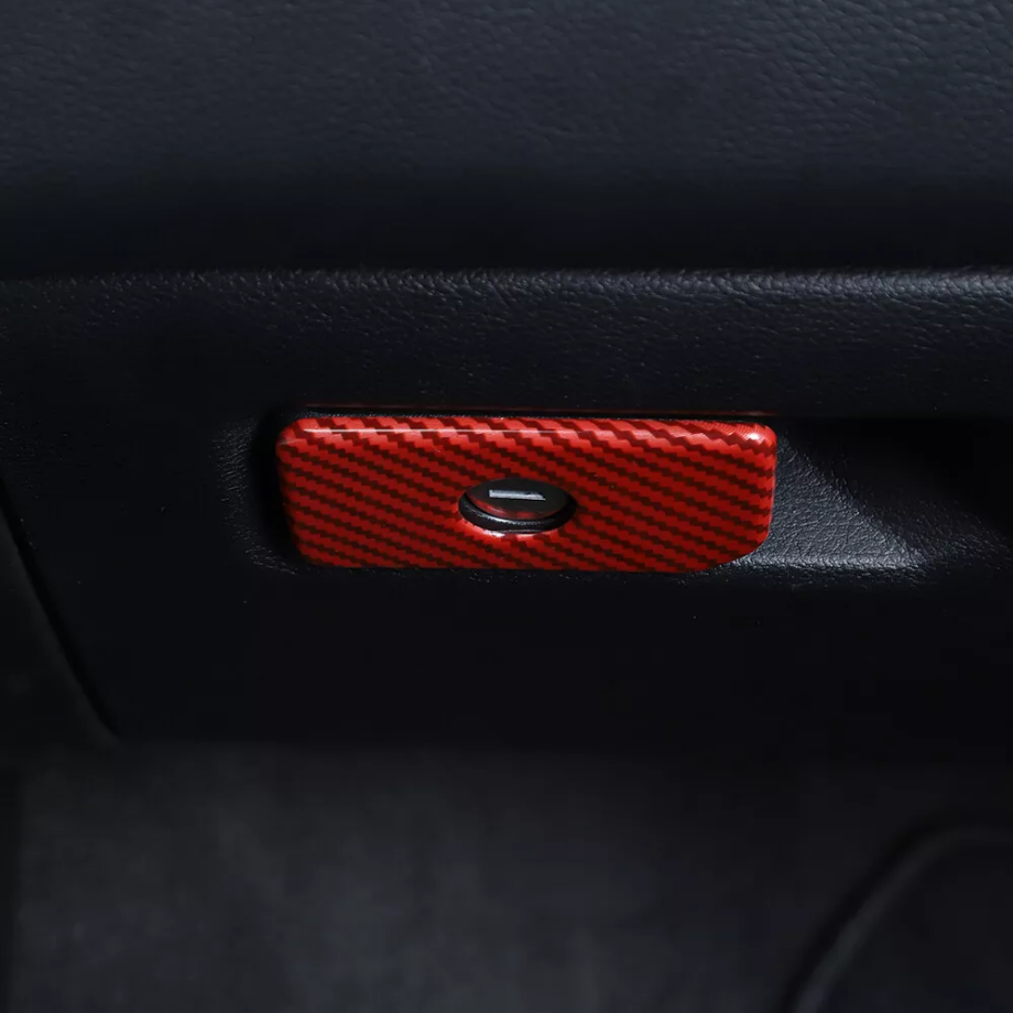 For Ram 3500/2500 19-2024 Red Carbon Copilot Storage Glove Box Handle Cover Trim - Image 4