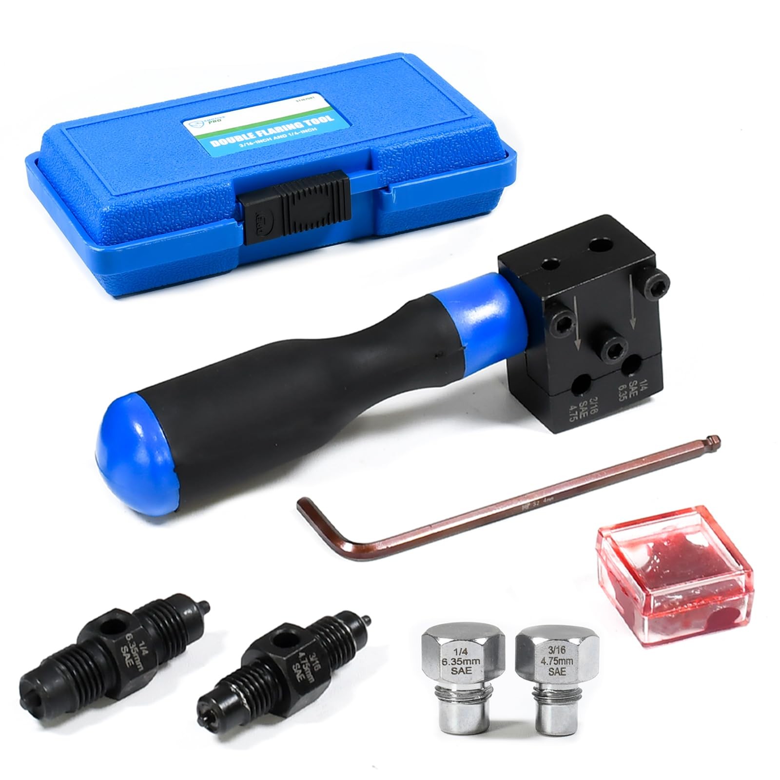 7-Piece Brake Line Flaring Tool Kit, 3/16" 1/4" SAE Double Flare Tool, Create...