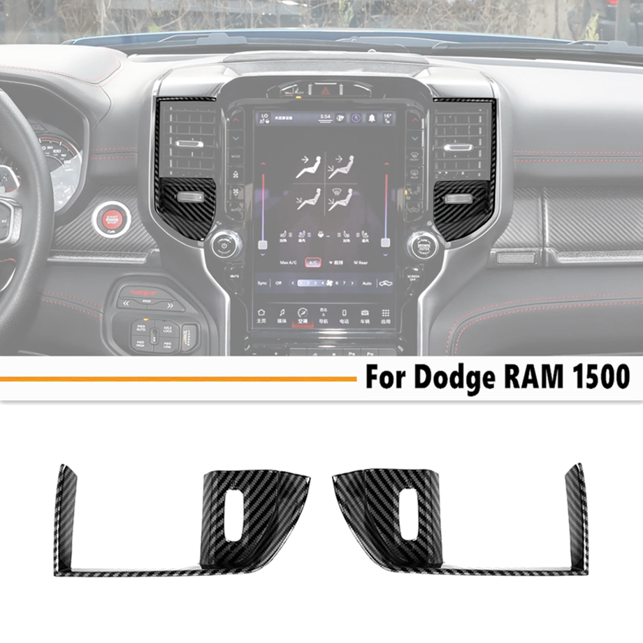 For Dodge Ram 1500 19-2025 Carbon Interior Center Air Vent Outlet A/C Cover Trim