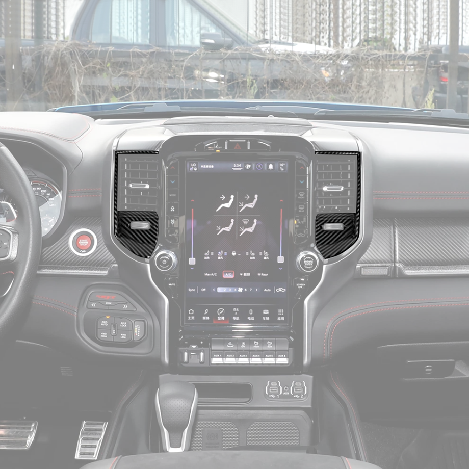For Dodge Ram 1500 19-2025 Carbon Interior Center Air Vent Outlet A/C Cover Trim - Image 3