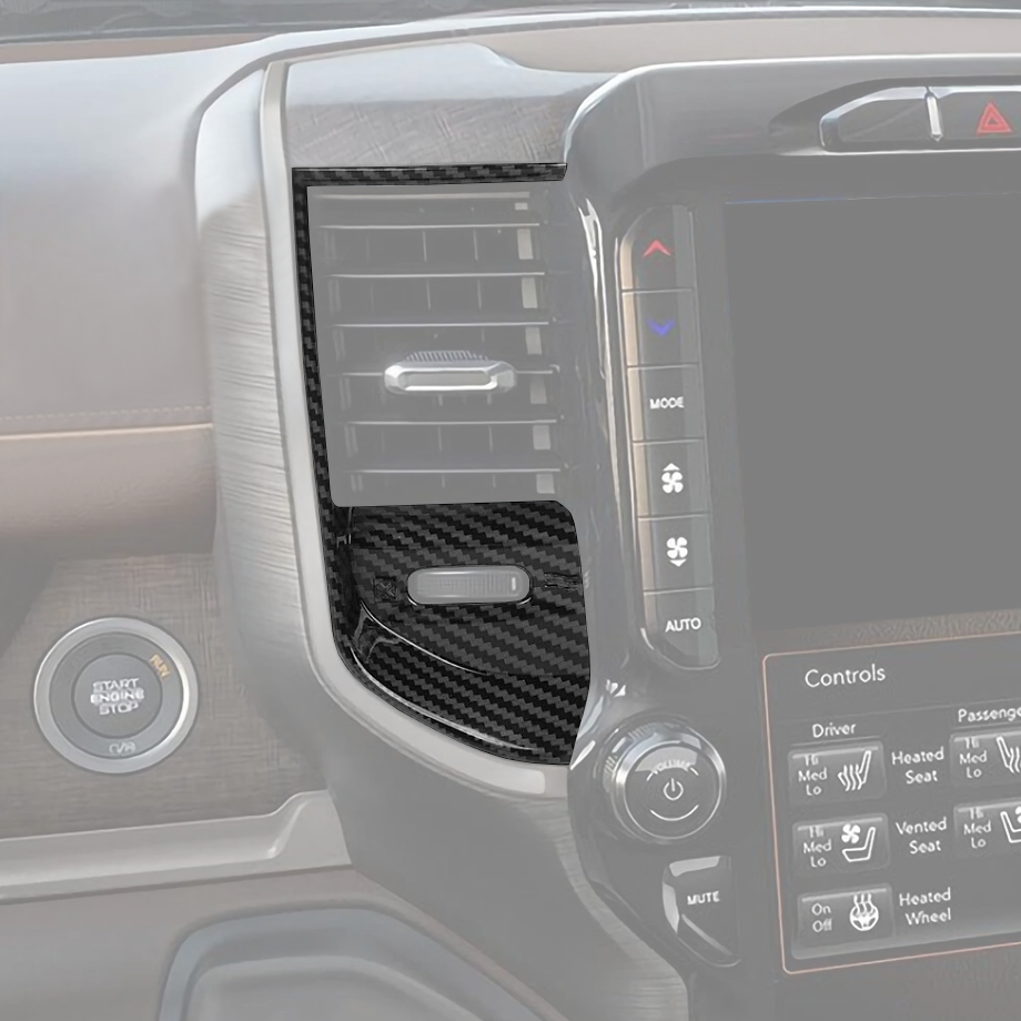 For Dodge Ram 1500 19-2025 Carbon Interior Center Air Vent Outlet A/C Cover Trim - Image 4