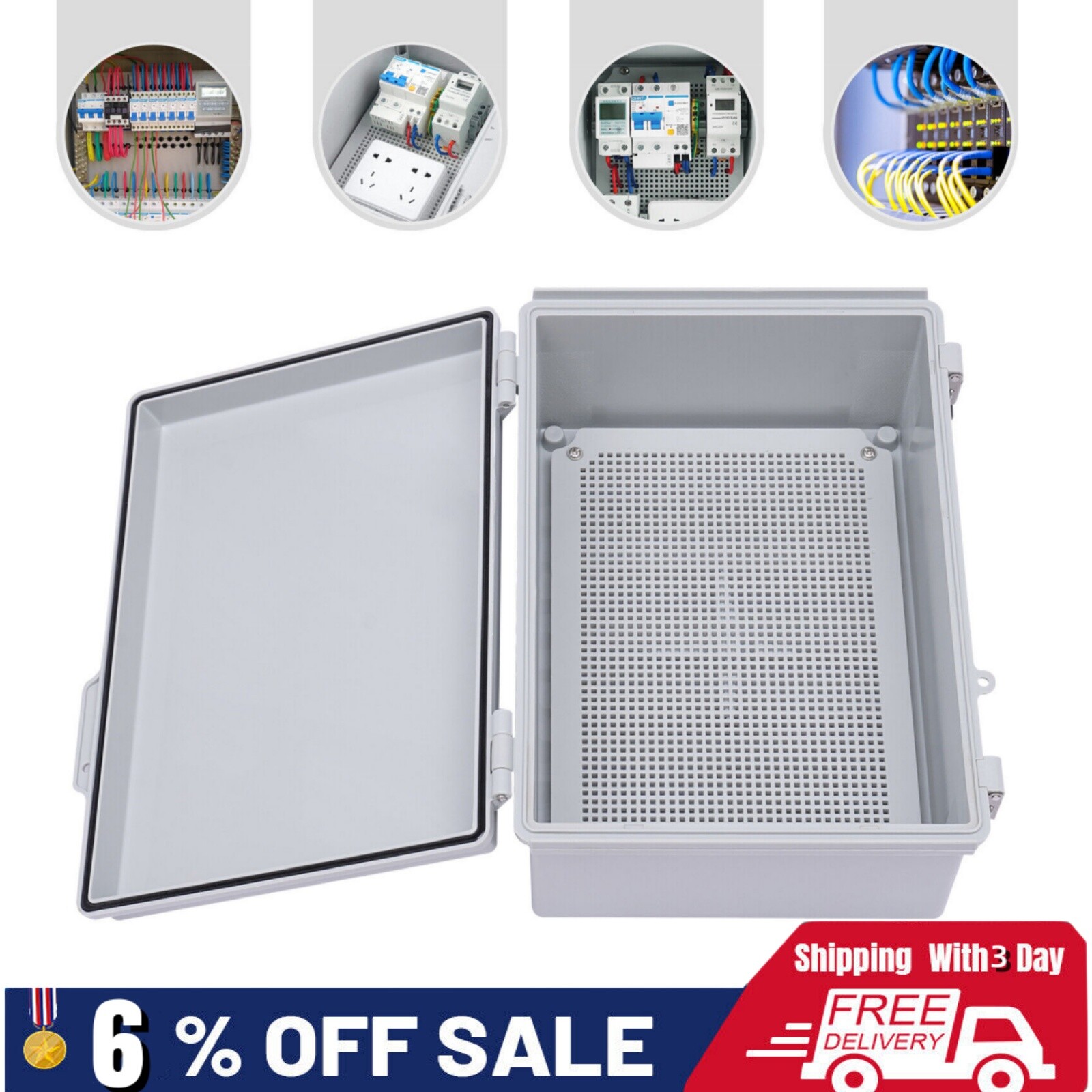 Electrical Junction Box ABS Plastic Outdoor Project Enclosure Case 14x10x6''