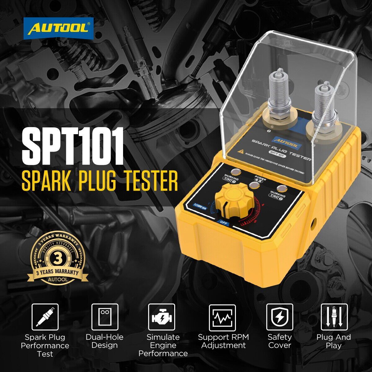 Car Spark Plug Tester Diagnostic Tool Dual Plug Engine Ignition Analyzer Tester - Image 3